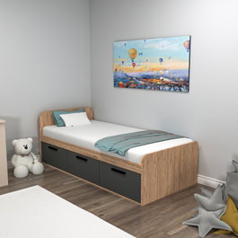 Hanah Home Cama Individual Pino Atlántico y Antracita